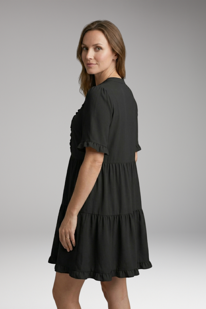 Women’s Mini Dress with V Neck and Ruffled Hem