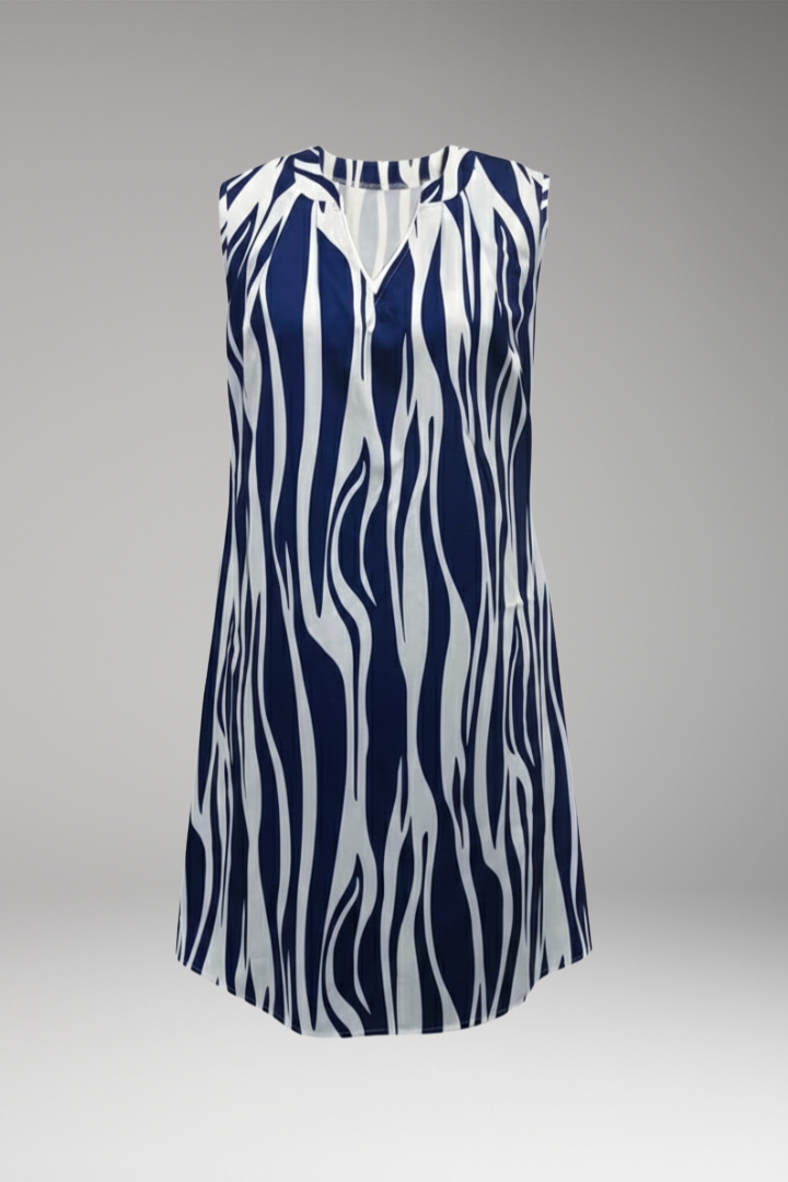 Women's Mini Dress with V Neck and Sleeveless Cut