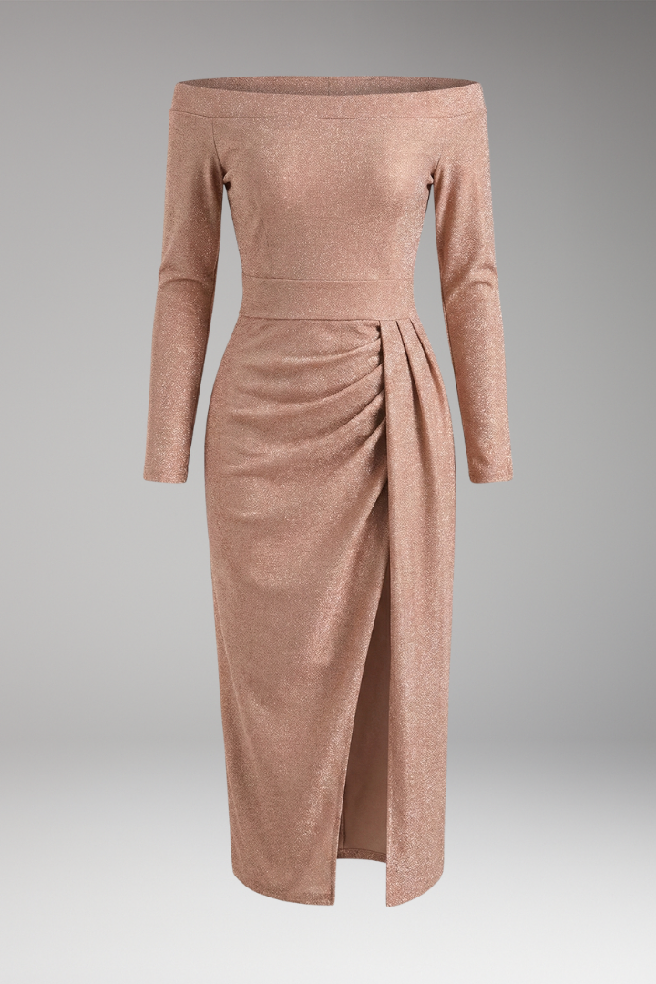 Women’s Off-Shoulder Dress with Long Sleeves and Open Silhouette