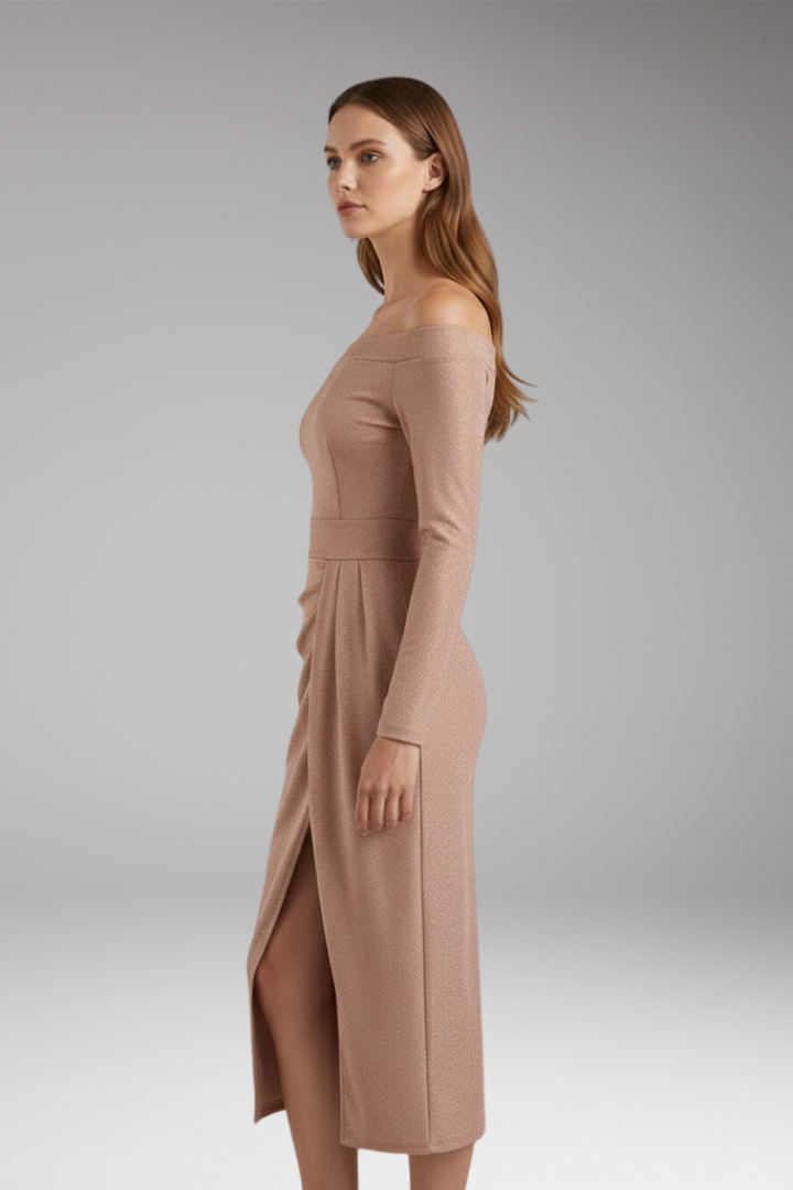 Women’s Off-Shoulder Dress with Long Sleeves and Open Silhouette