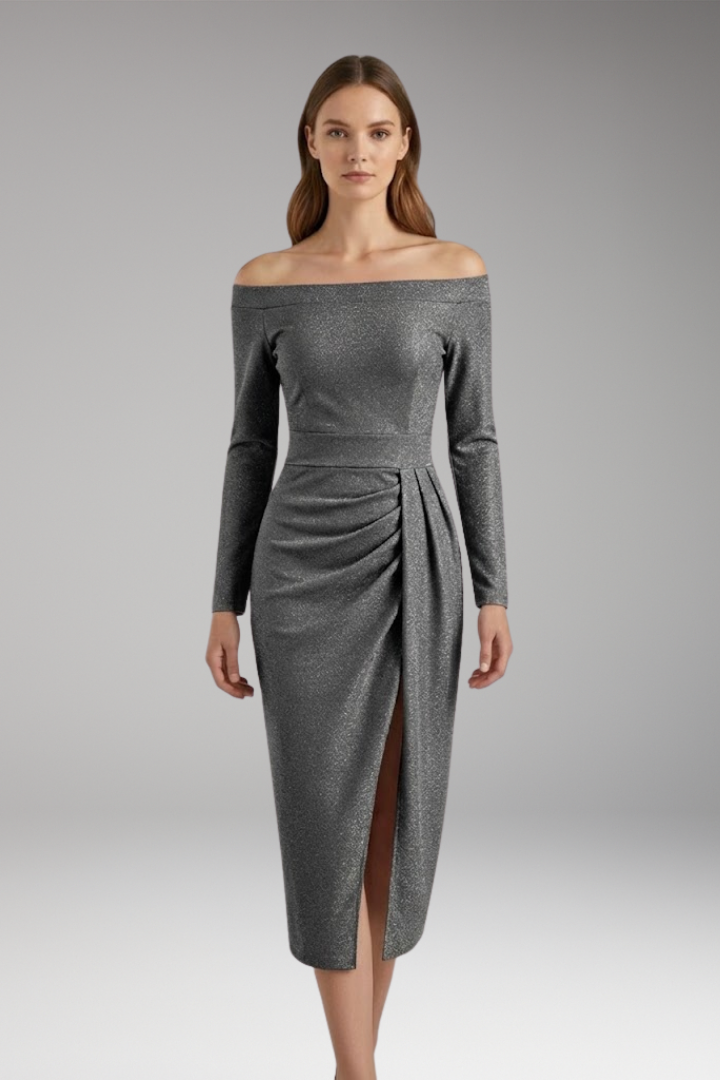 Women’s Off-Shoulder Dress with Long Sleeves and Open Silhouette