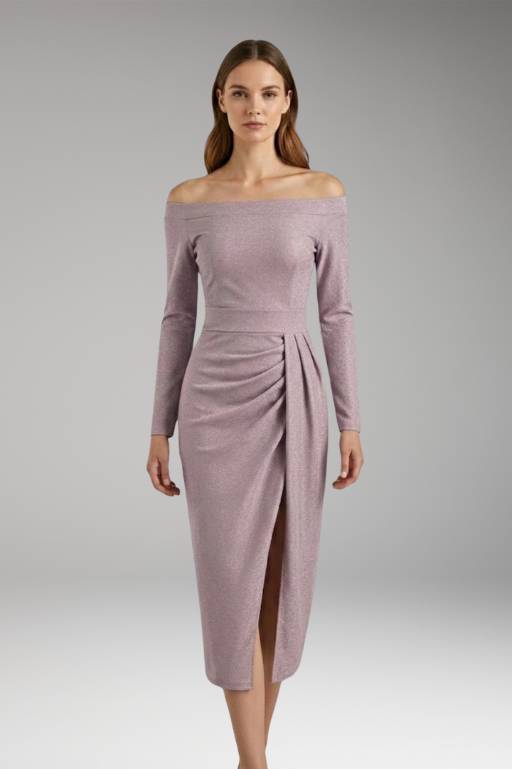 Women’s Off-Shoulder Dress with Long Sleeves and Open Silhouette