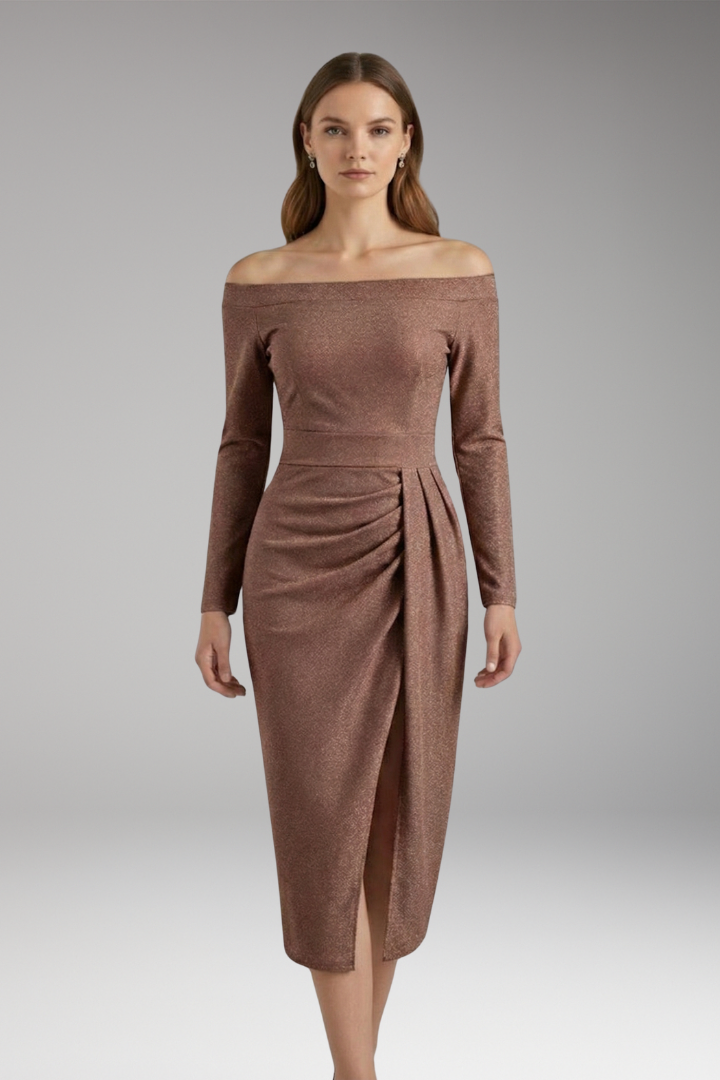 Women’s Off-Shoulder Dress with Long Sleeves and Open Silhouette