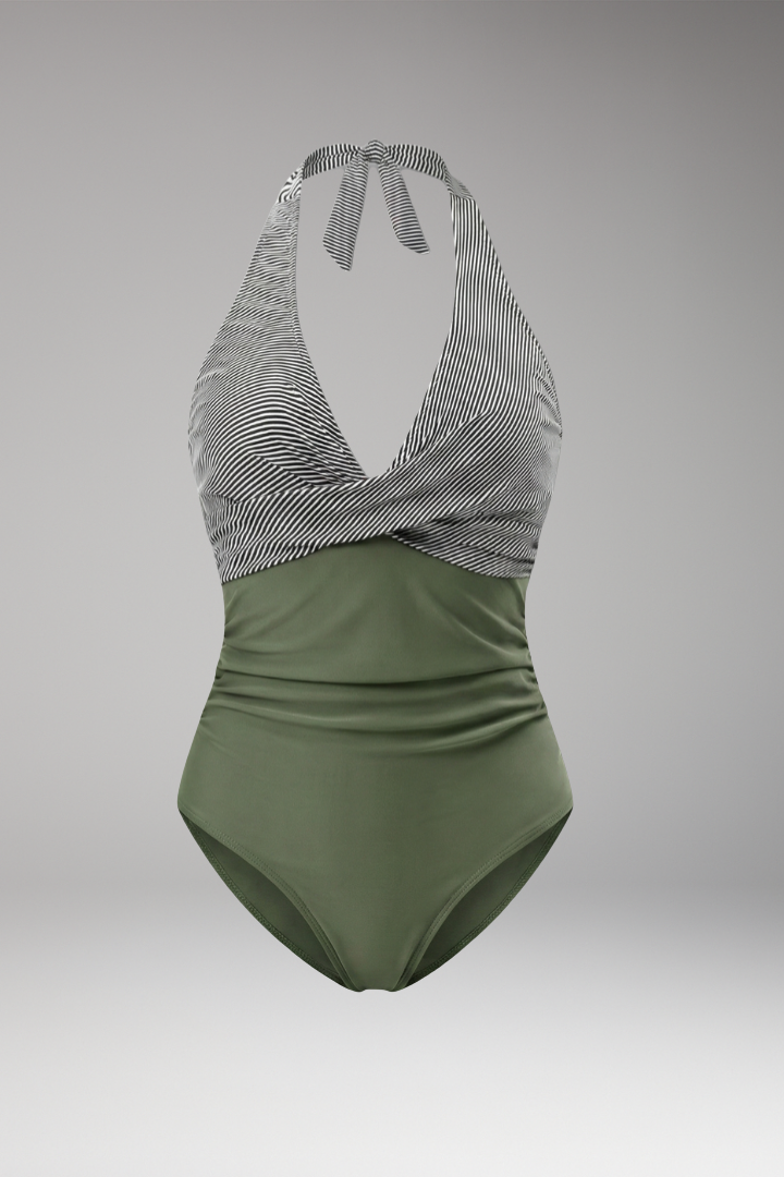 Women’s One-Piece Swimsuit with Adjustable Halter Neck