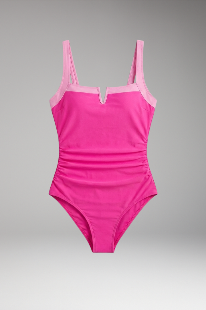 Women's One-Piece Swimsuit with Colour Block Design