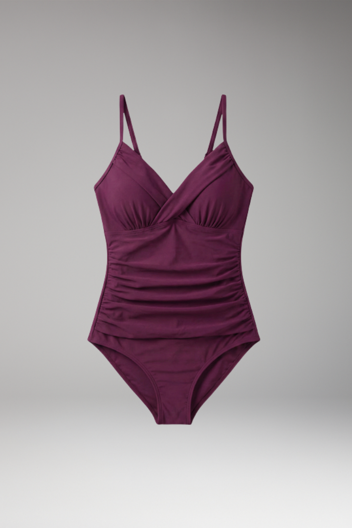 Women’s One-Piece Swimsuit with Cross-Folded Design and Adjustable Straps