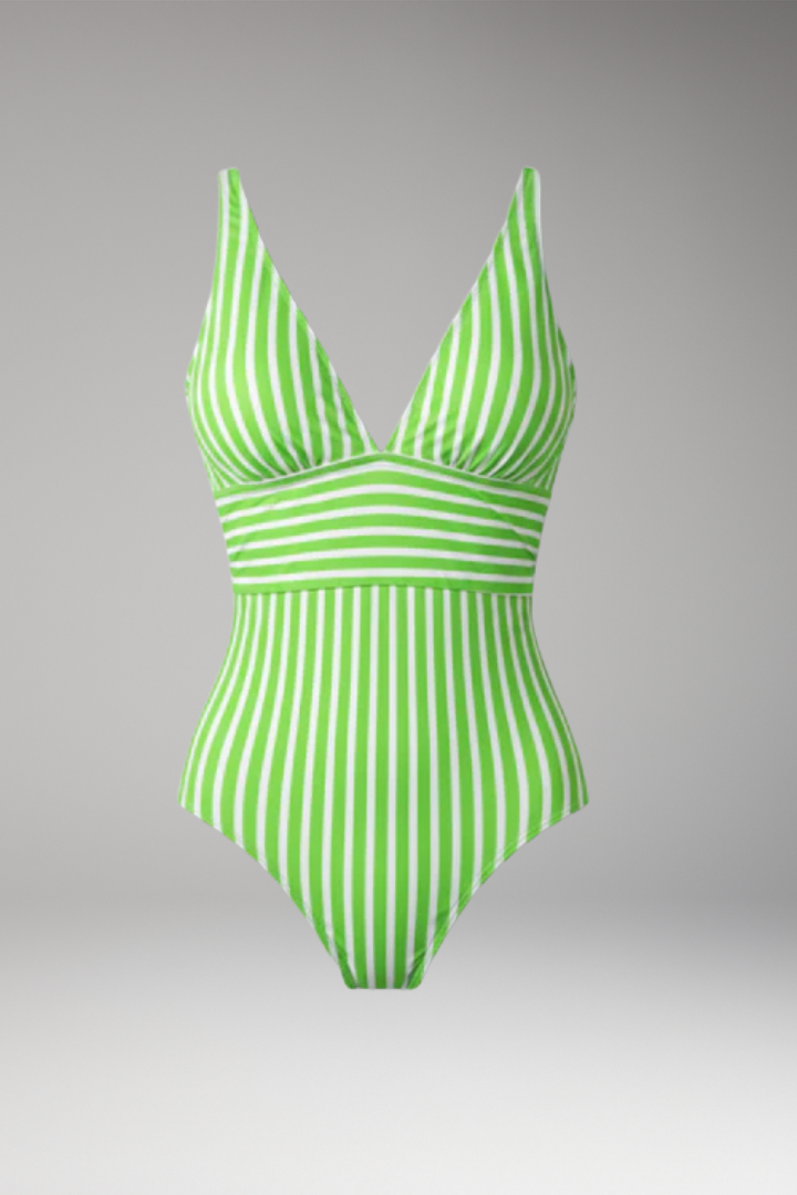 Women's One-Piece Swimsuit with Deep V-Neck and Tummy Control