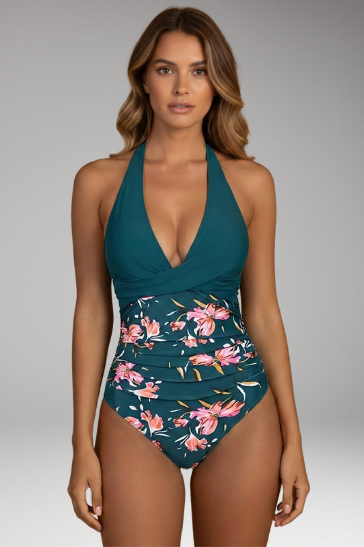 Women’s One-Piece Swimsuit with Halter Neck and High-Cut Leg