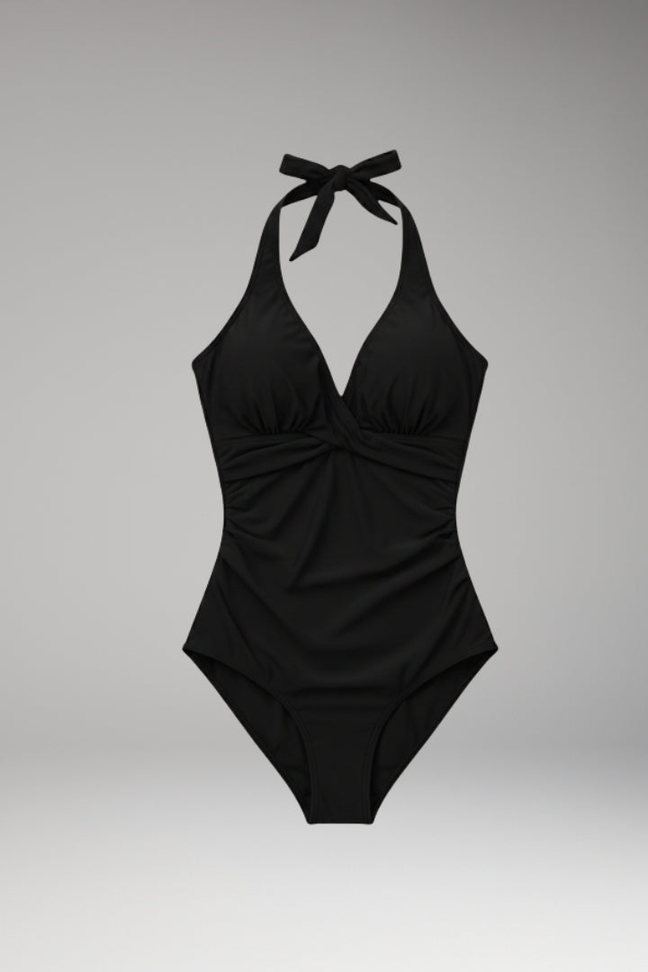 Women’s One-Piece Swimsuit with Halter Neck and High-Cut Leg