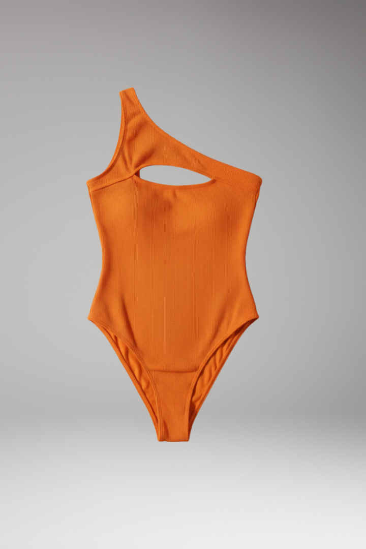 Women’s One-Piece Swimsuit with One-Shoulder and Cut-Out Design