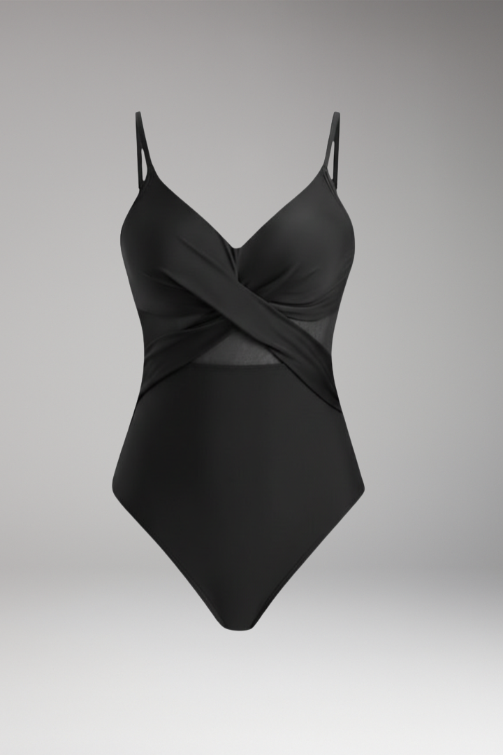 Women's One-Piece Swimsuit with V-Neck and Adjustable Straps