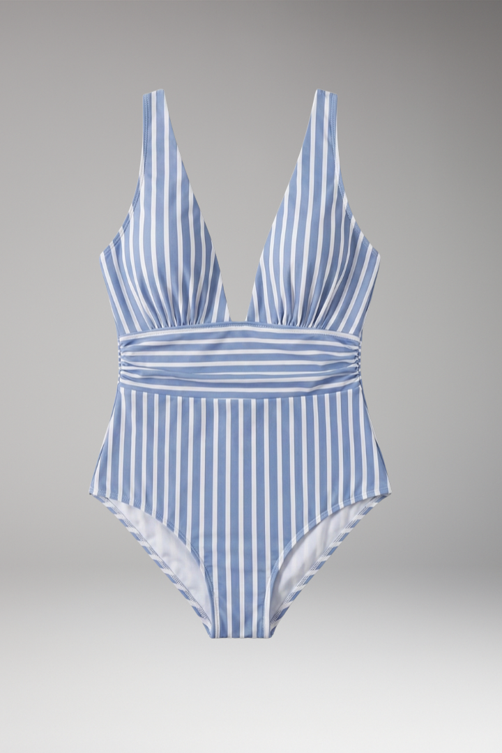 Women's One-Piece Swimsuit with V-Neck and Tummy Control