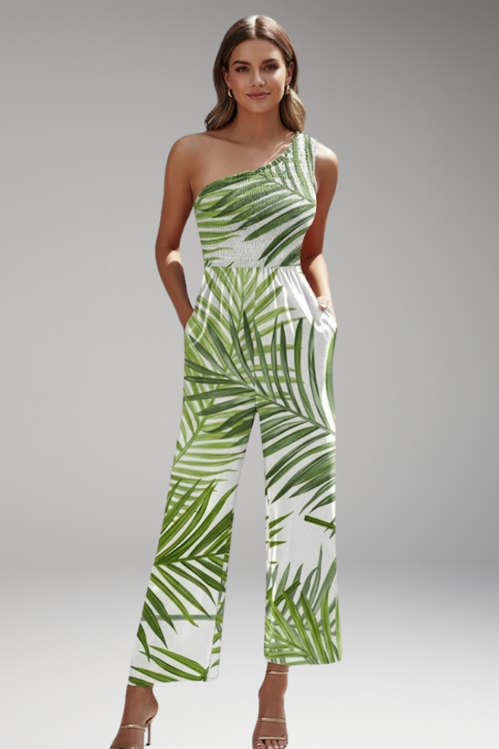 Women's One Shoulder Jumpsuit with Side Pockets