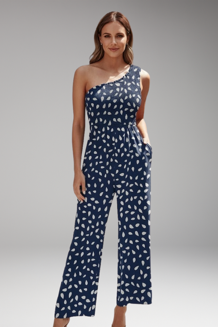 Women's One Shoulder Jumpsuit with Side Pockets