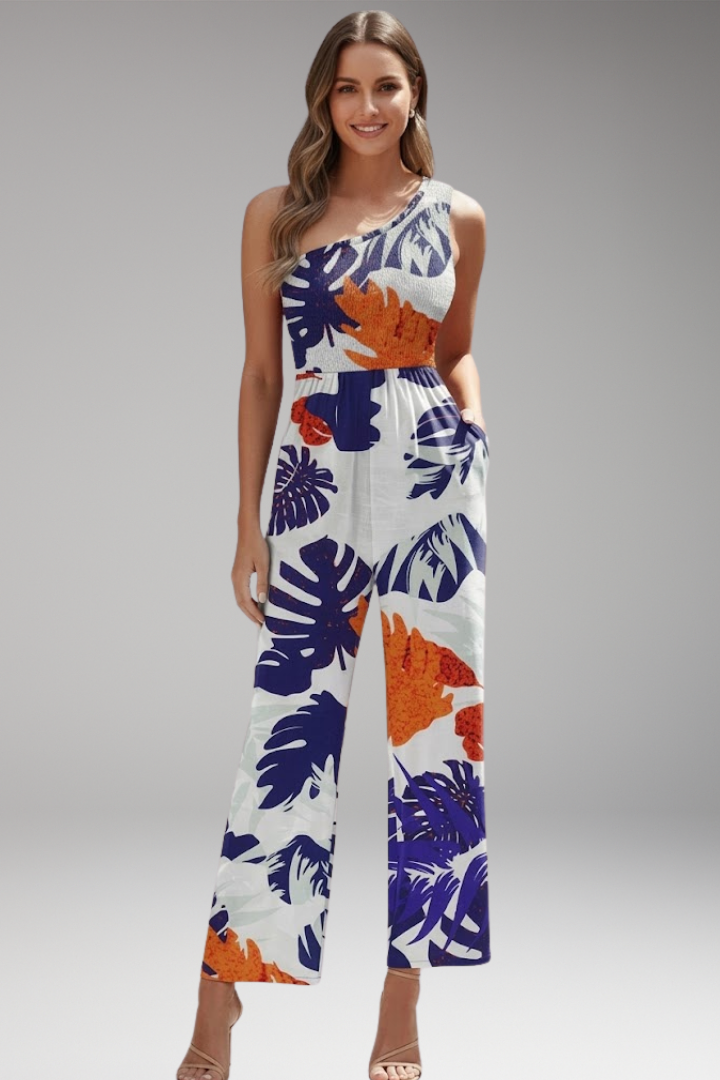 Women's One Shoulder Jumpsuit with Side Pockets