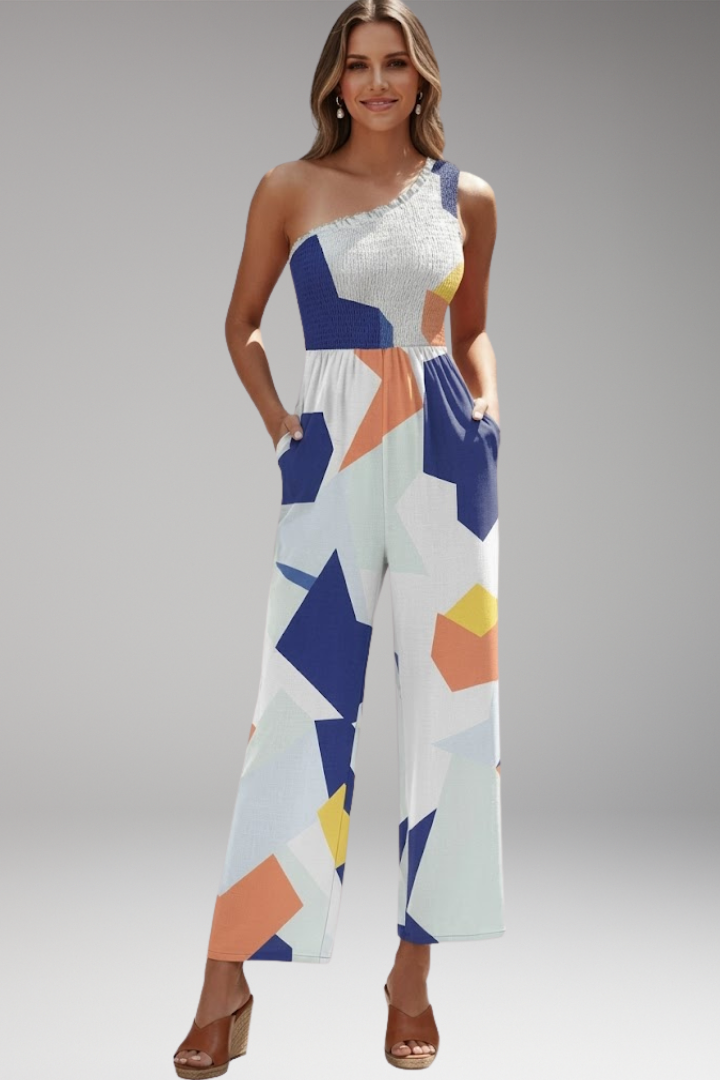Women's One Shoulder Jumpsuit with Side Pockets