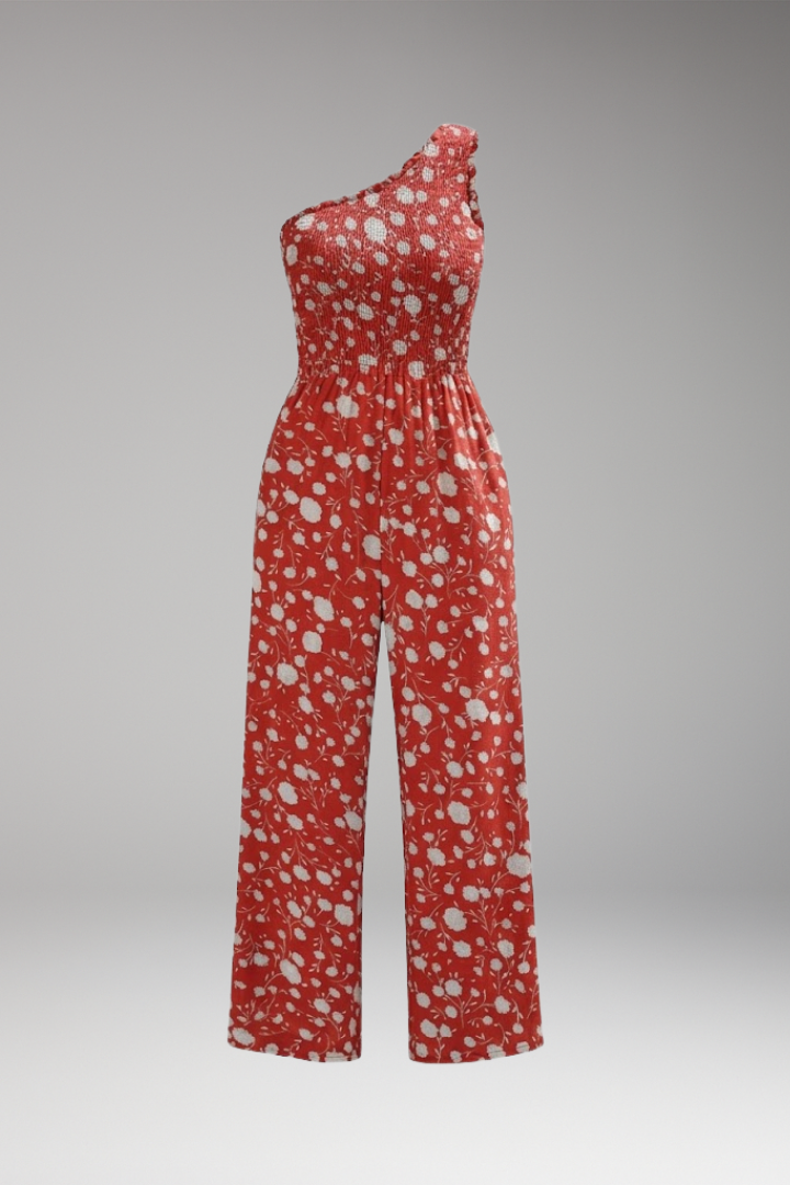 Women's One Shoulder Jumpsuit with Side Pockets