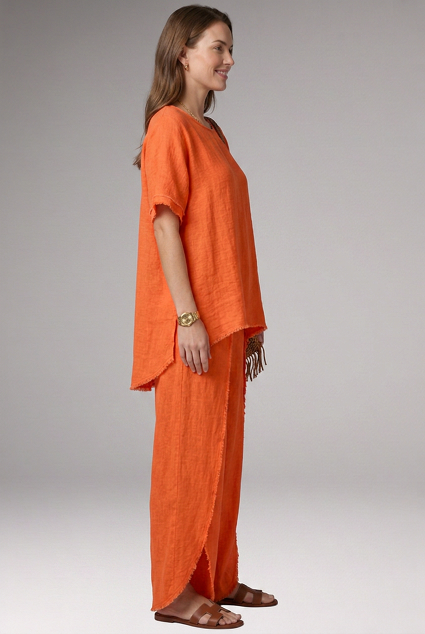 Women's Loungewear Set with Short-Sleeve Top and Wide-Leg Trousers