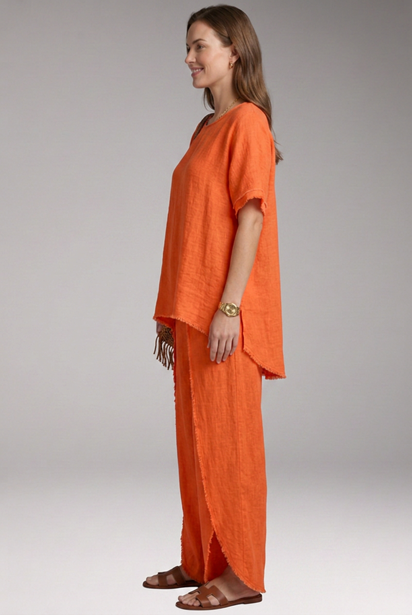 Women's Loungewear Set with Short-Sleeve Top and Wide-Leg Trousers