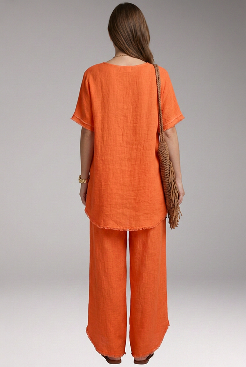 Women's Loungewear Set with Short-Sleeve Top and Wide-Leg Trousers