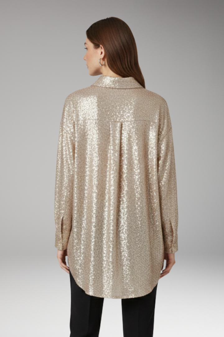 Women’s Oversized Blouse with Sequined Surface and Structured Cut