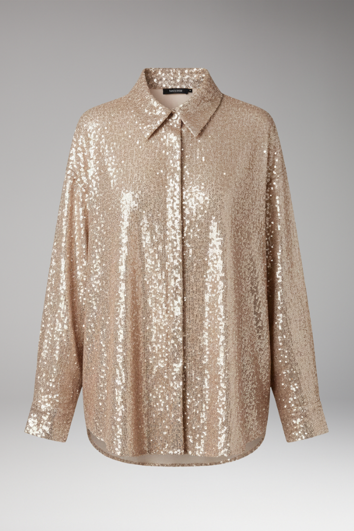 Women’s Oversized Blouse with Sequined Surface and Structured Cut
