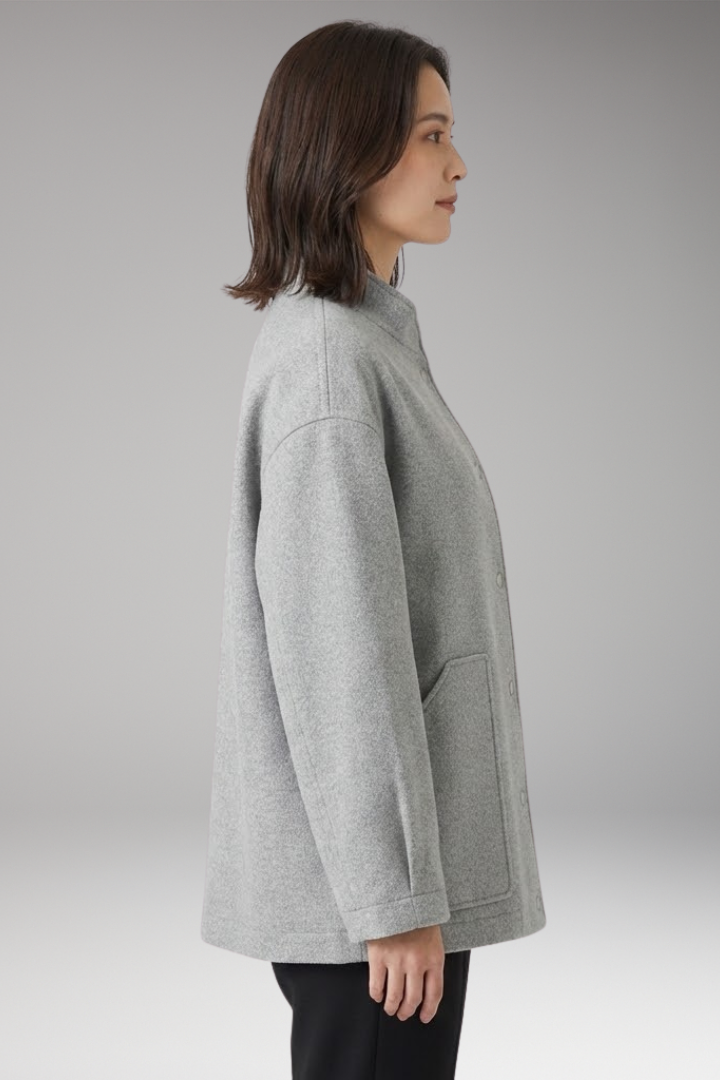 Women’s Oversized Bomber Jacket with Snap Button Closure