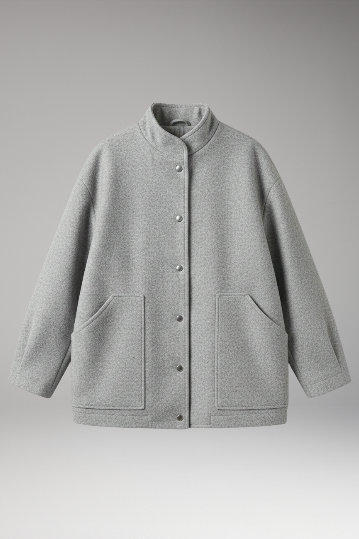 Women’s Oversized Bomber Jacket with Snap Button Closure