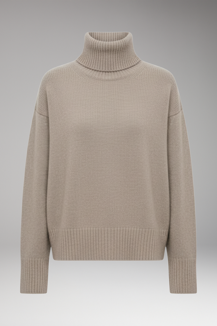 Women’s Oversized Jumper with High Neck and Ribbed Finish