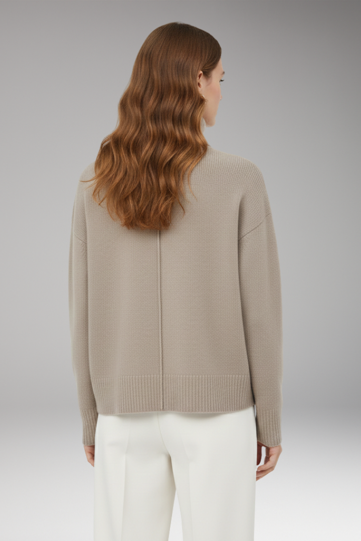Women’s Oversized Jumper with High Neck and Ribbed Finish