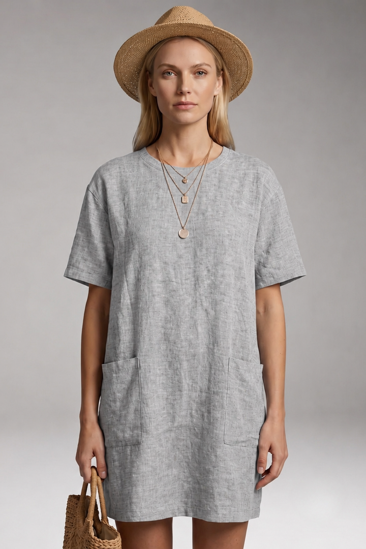 Women’s Oversized T-Shirt Dress with Side Pockets