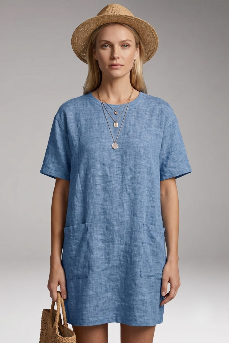 Women’s Oversized T-Shirt Dress with Side Pockets