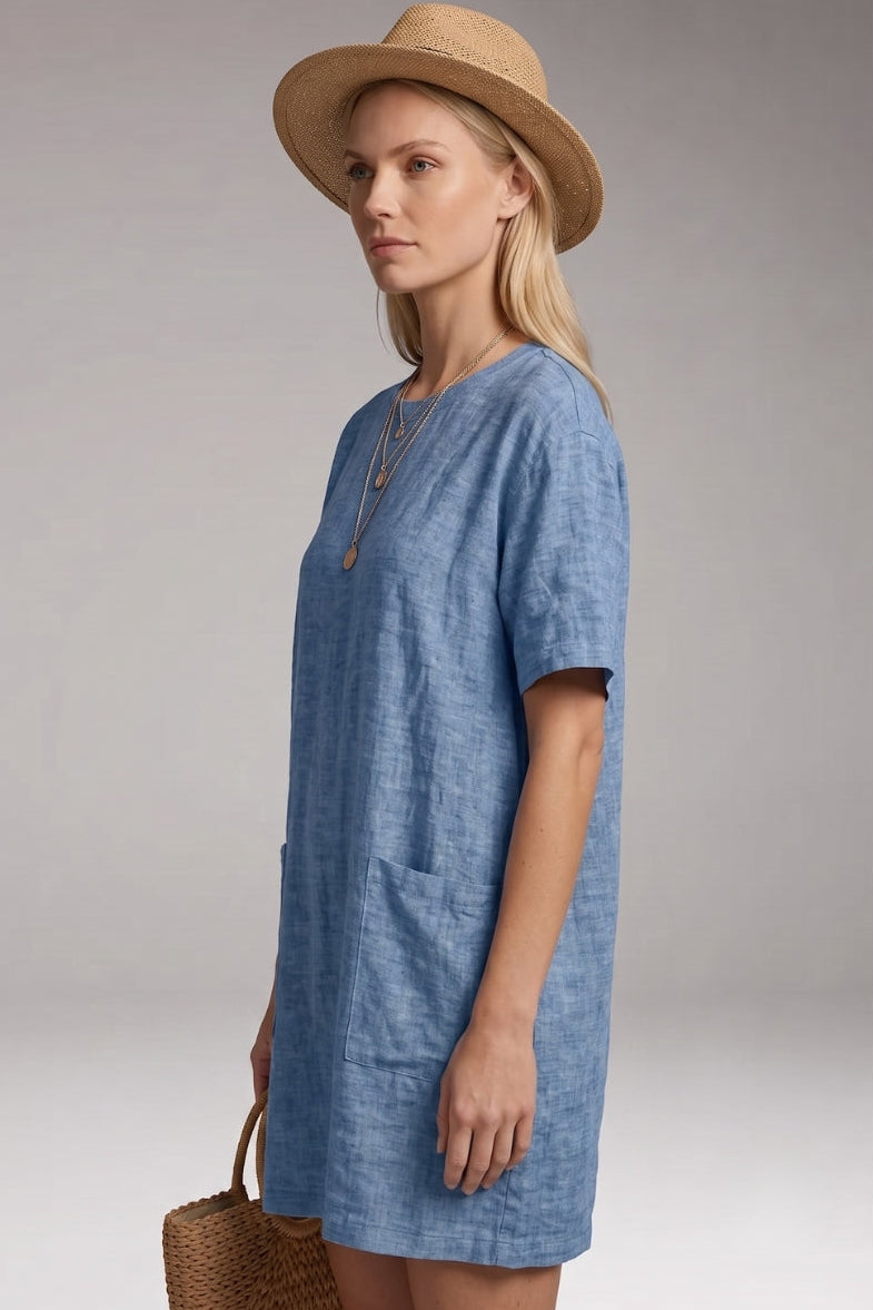 Women’s Oversized T-Shirt Dress with Side Pockets