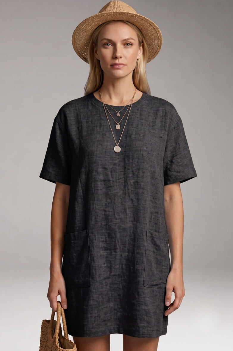 Women’s Oversized T-Shirt Dress with Side Pockets