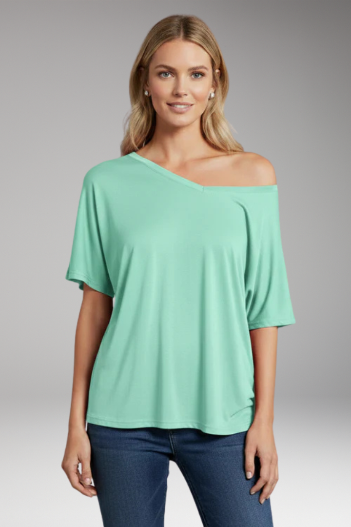 Women’s Oversized T‑Shirt with Asymmetric Off‑Shoulder Design