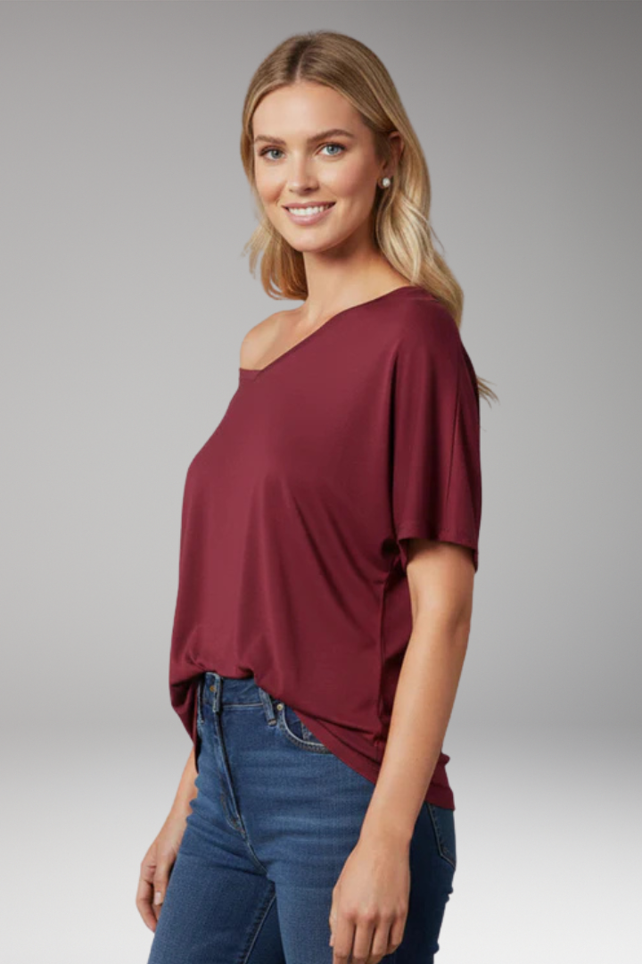 Women’s Oversized T‑Shirt with Asymmetric Off‑Shoulder Design