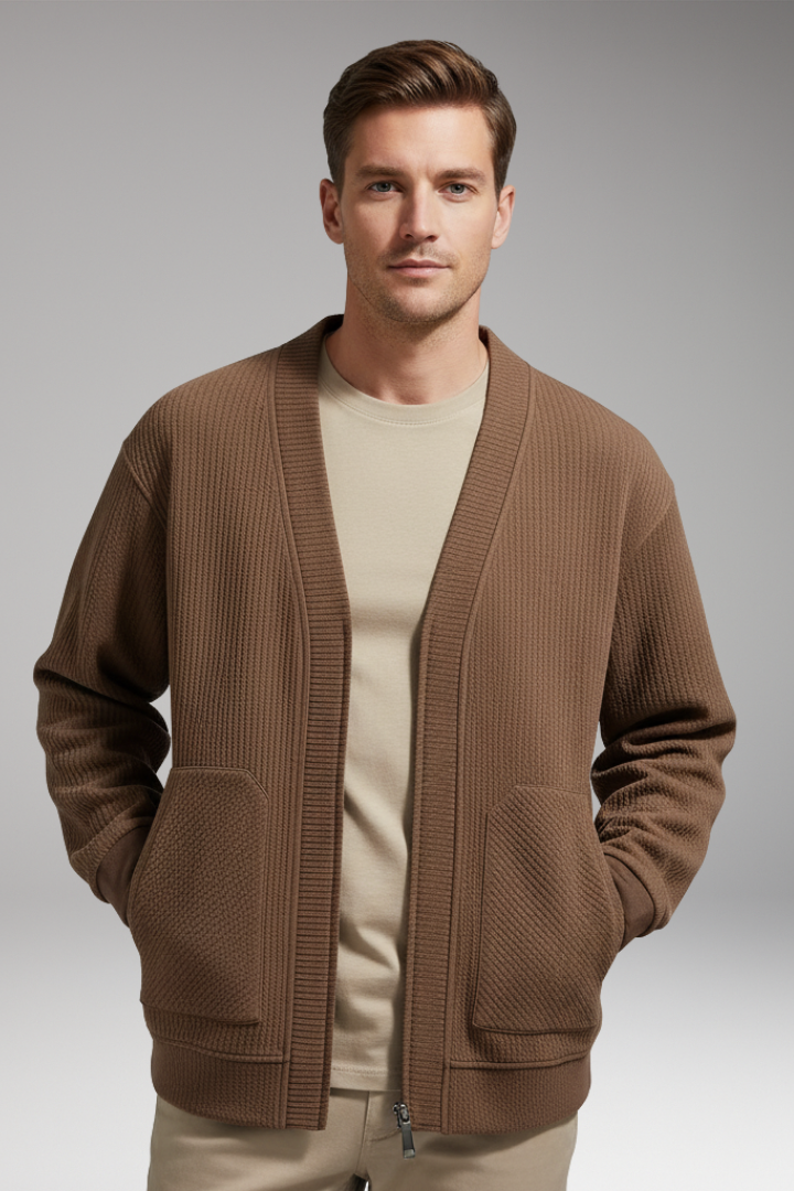 Men’s Oversized Zip Cardigan with Deep Pockets