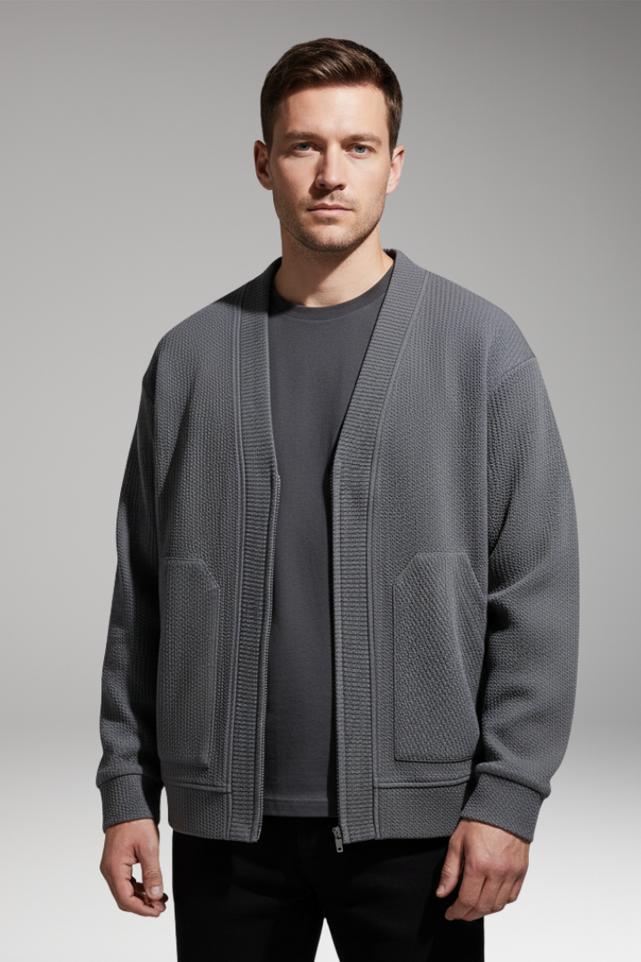 Men’s Oversized Zip Cardigan with Deep Pockets