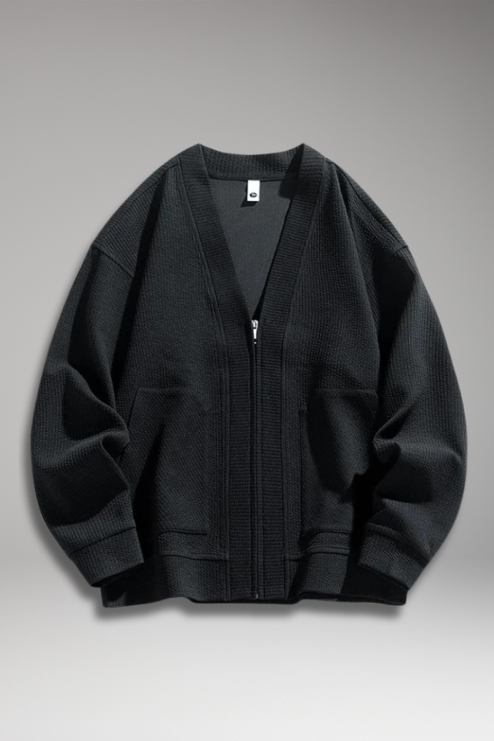 Men’s Oversized Zip Cardigan with Deep Pockets