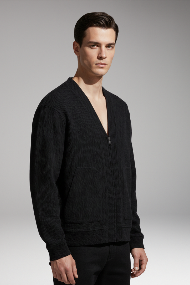 Men’s Oversized Zip Cardigan with Deep Pockets