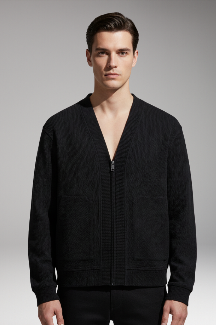 Men’s Oversized Zip Cardigan with Deep Pockets