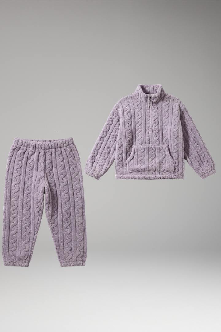 Women’s Pajama Set with Zipper Top and Textured Fleece