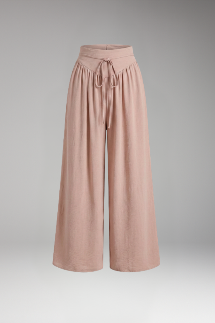 Women's Palazzo Trousers with Adjustable Drawstring