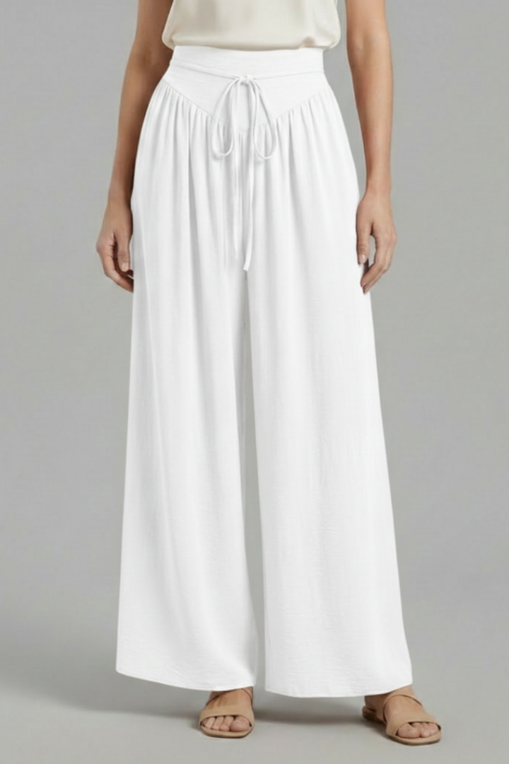 Women's Palazzo Trousers with Adjustable Drawstring
