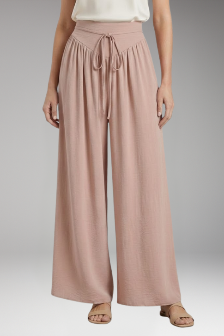 Women's Palazzo Trousers with Adjustable Drawstring