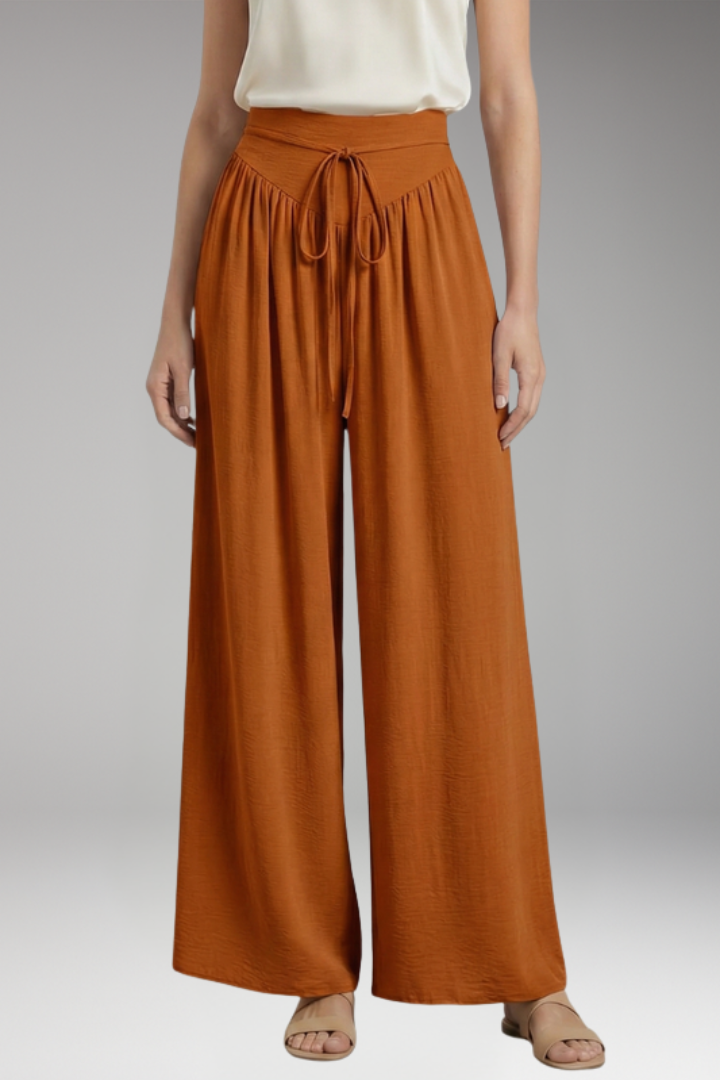 Women's Palazzo Trousers with Adjustable Drawstring