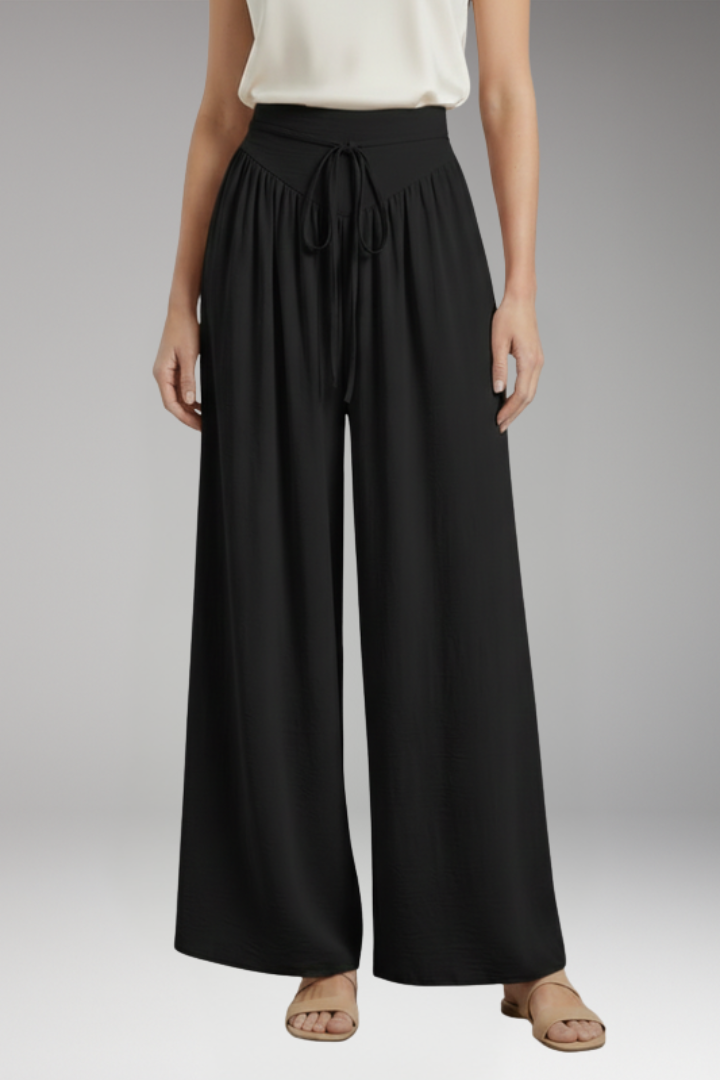 Women's Palazzo Trousers with Adjustable Drawstring