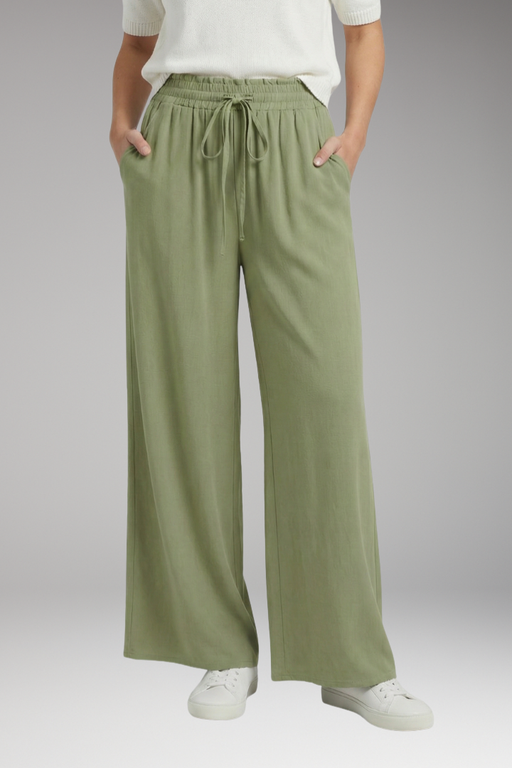 Women's Palazzo Trousers with Drawstring and Side Pockets