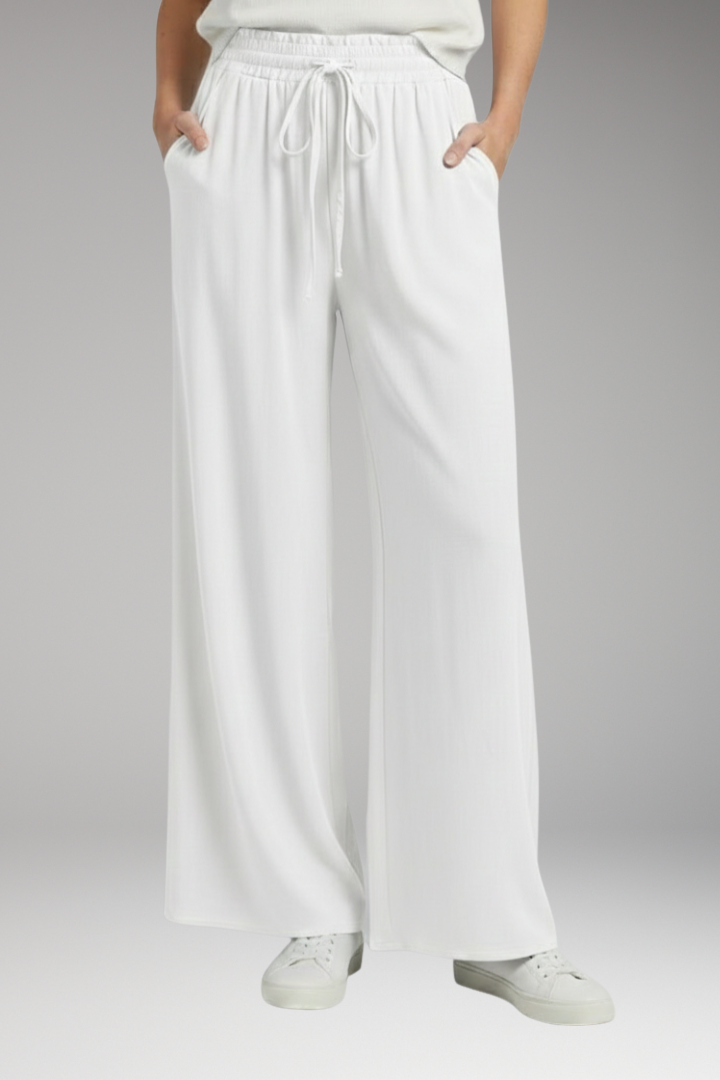 Women's Palazzo Trousers with Drawstring and Side Pockets