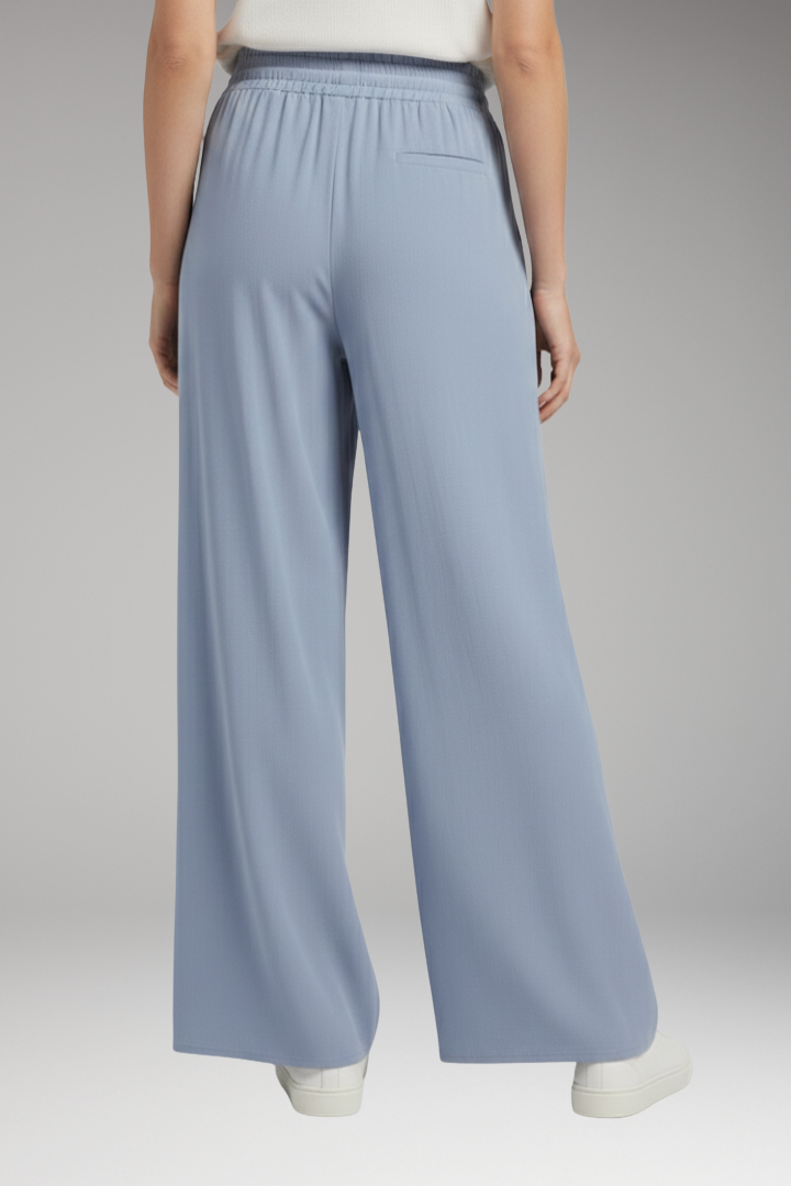 Women's Palazzo Trousers with Drawstring and Side Pockets